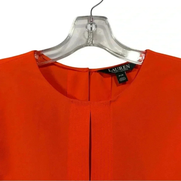 LAUREN Ralph Lauren, Vibrant Orange Chic Long Sleeve Blouse, XS - Picture 3 of 9